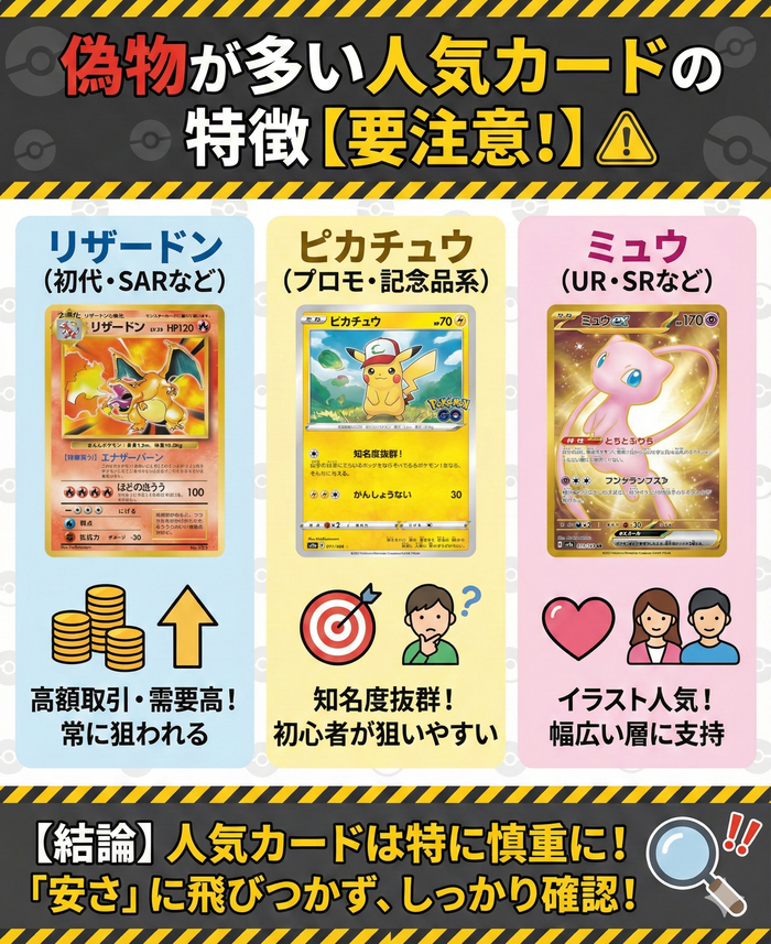 偽物が多い人気カードの特徴