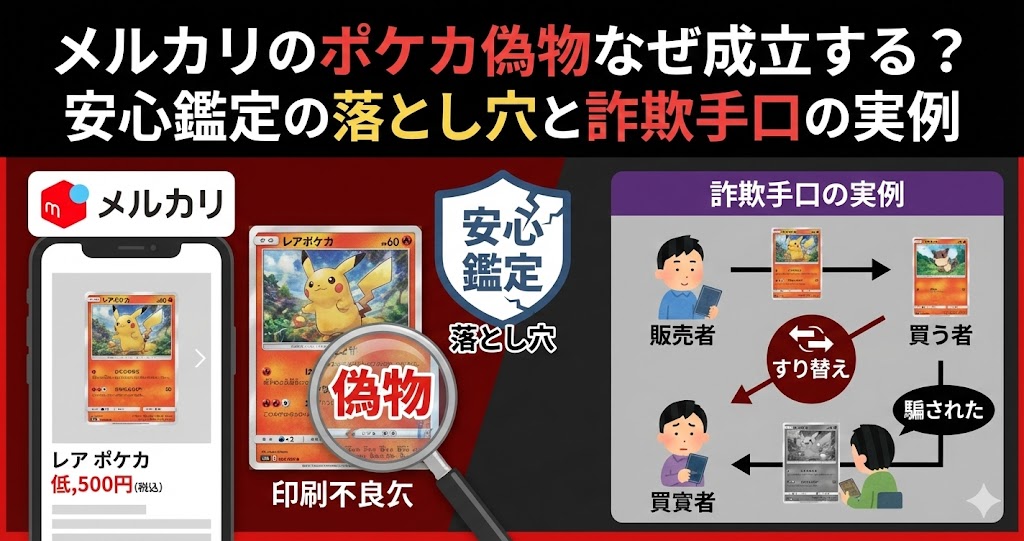 メルカリのポケカ偽物なぜ成立する?安心鑑定の落とし穴と詐欺手口の実例