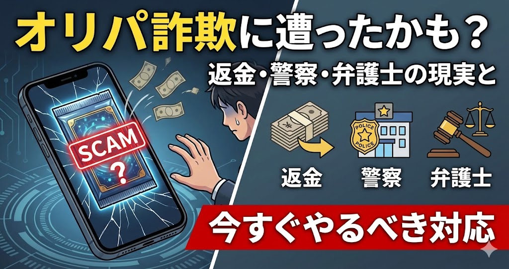 オリパ詐欺に遭ったかも?返金・警察・弁護士の現実と今すぐやるべき対応