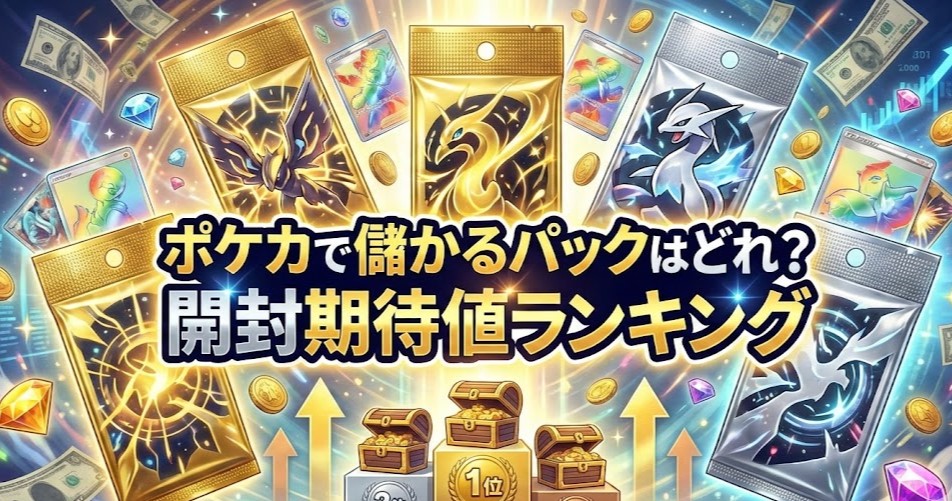 【_y_年_m_月】ポケカで儲かるパックはどれ？開封期待値ランキング